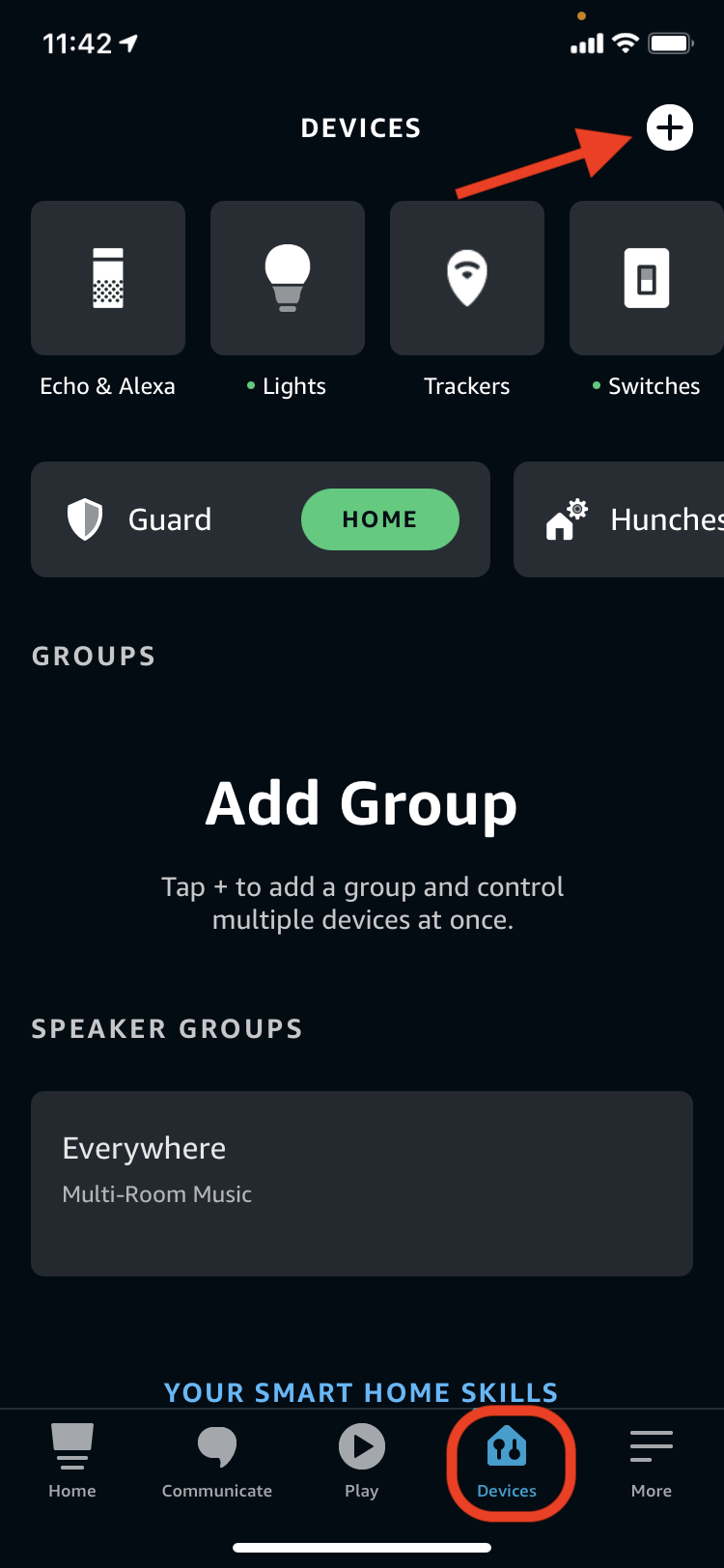 Screenshot: "+" button