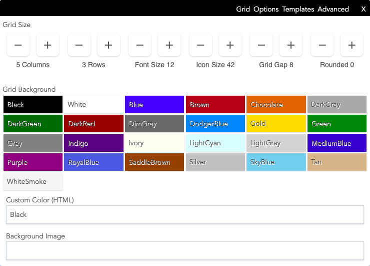 Screenshot - Dashboard Editor Settings dialog