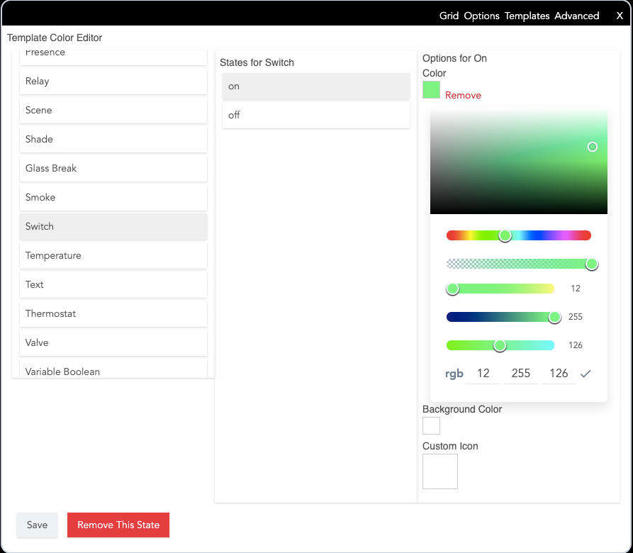 Screenshot - Dashboard color editor