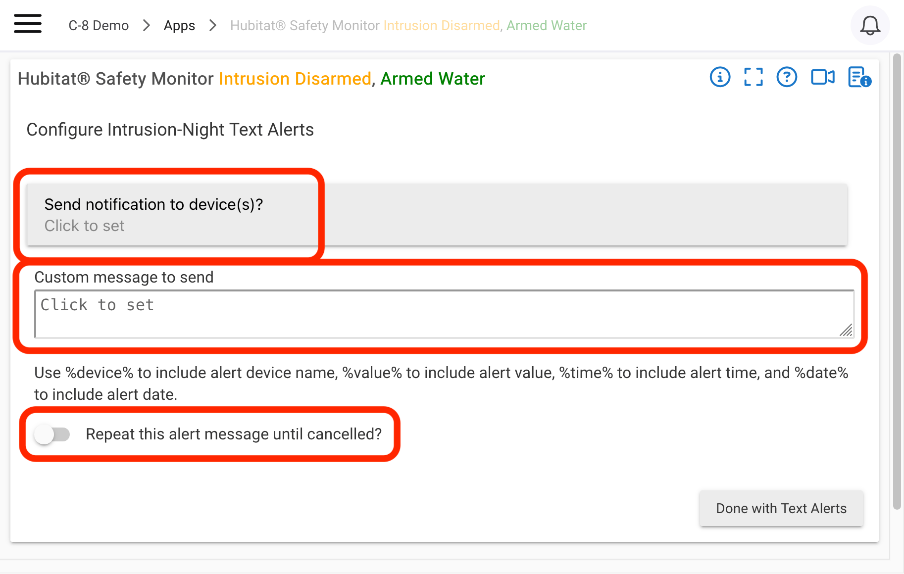 Screenshot of the above options
