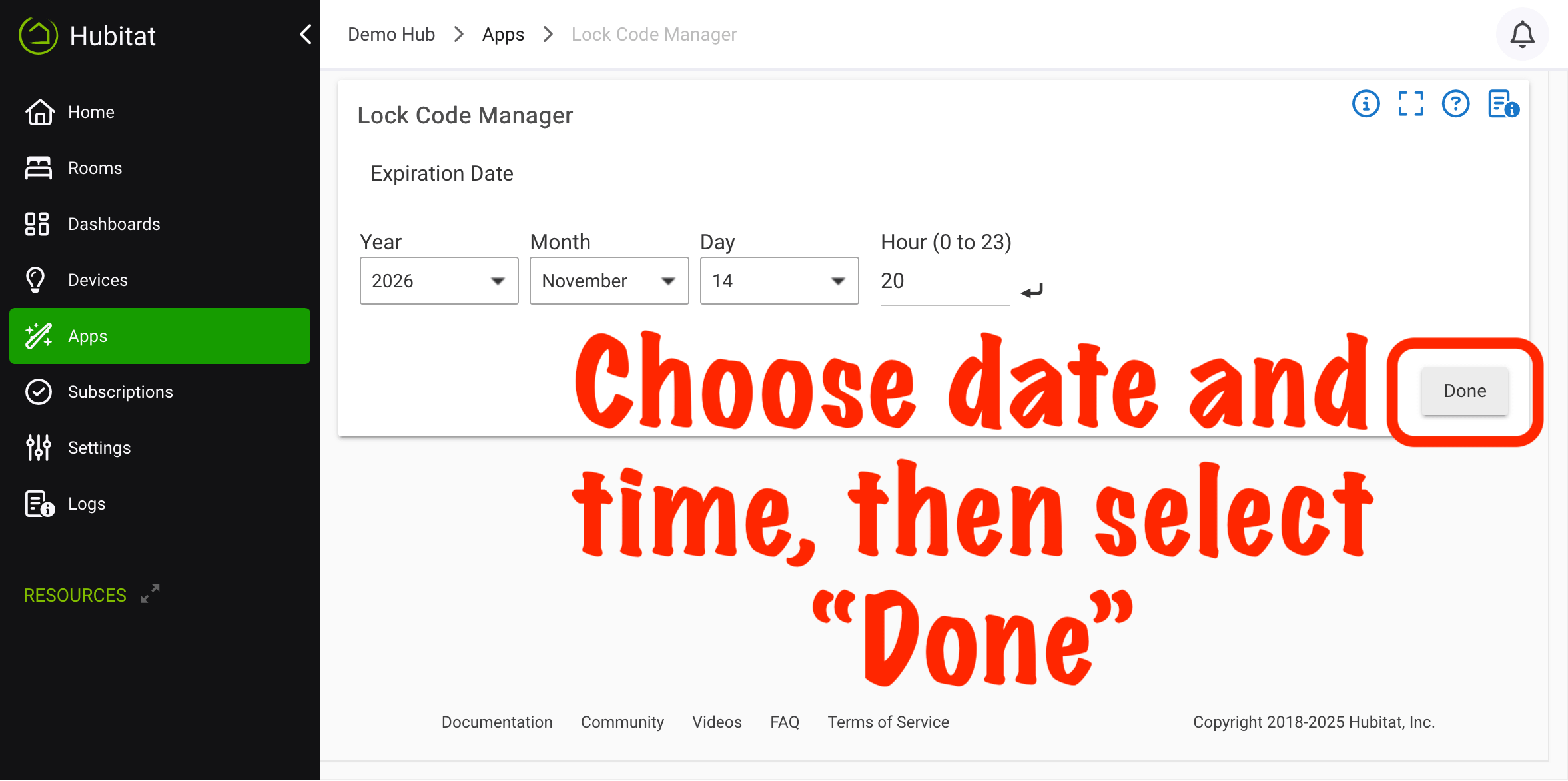 Screenshot: "Done" button in LCM
