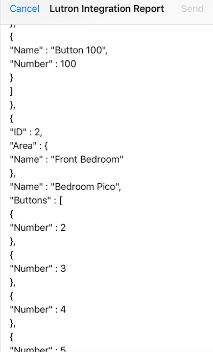 Screenshot - Example of Lutron Integratoin Report