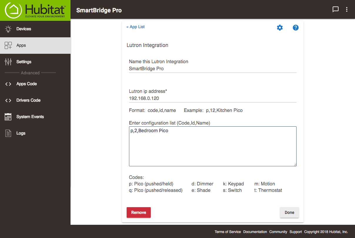 Screenshot of configration list option in integration app
