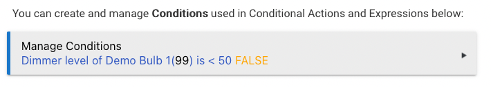 Screenshot: "Manage Conditions" box