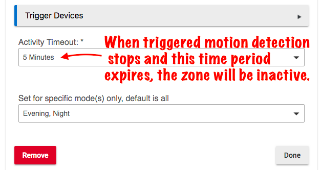 Screenshot of activity timeout option