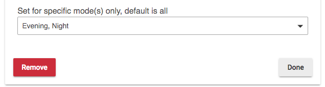 Screenshot of "Set for specific mode(s) only" option