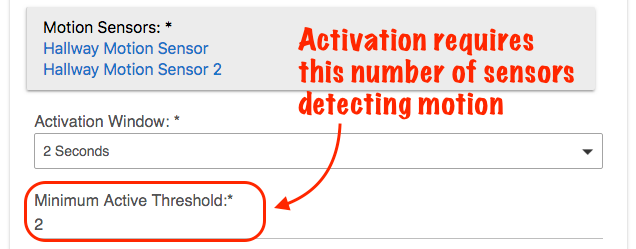 Screenshot of "Minimum active threshold" option (requires this many sensors to become active within window)