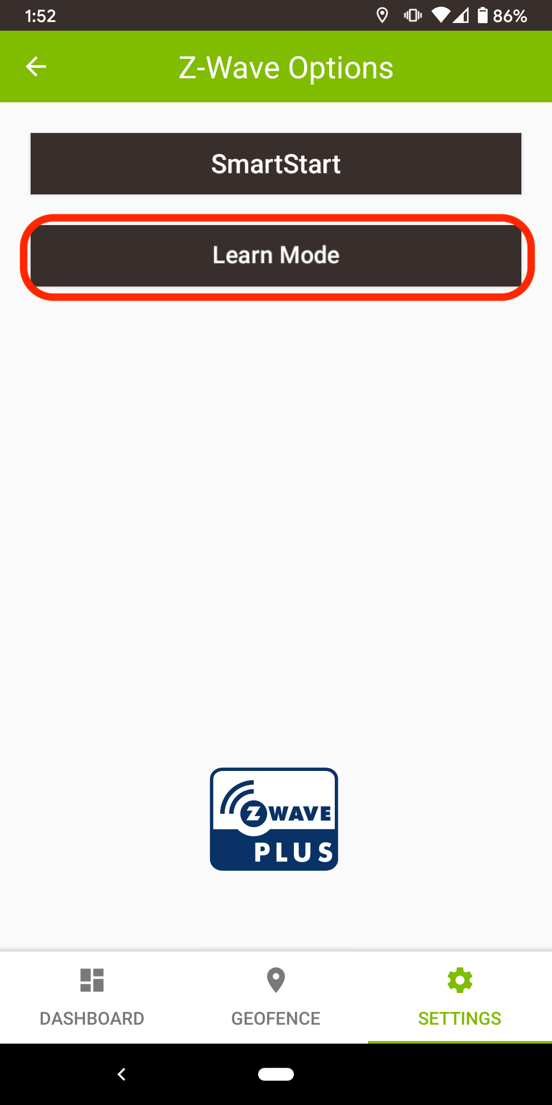 Screenshot: "Learn Mode" button