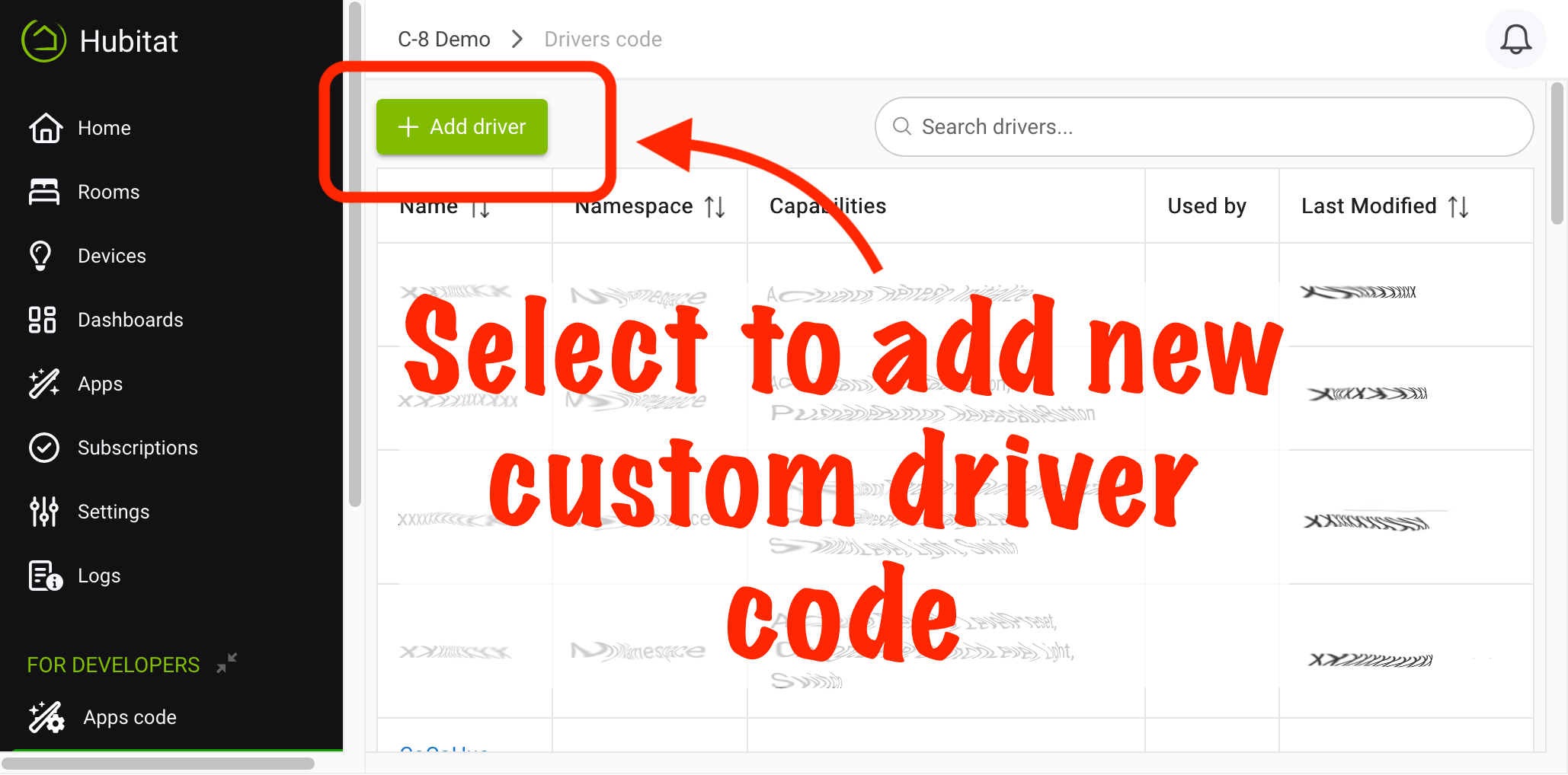 Screenshot of "New Driver" button on Drivers Code page
