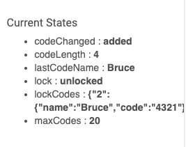 Screenshot of lockCodes attribute on device detail page