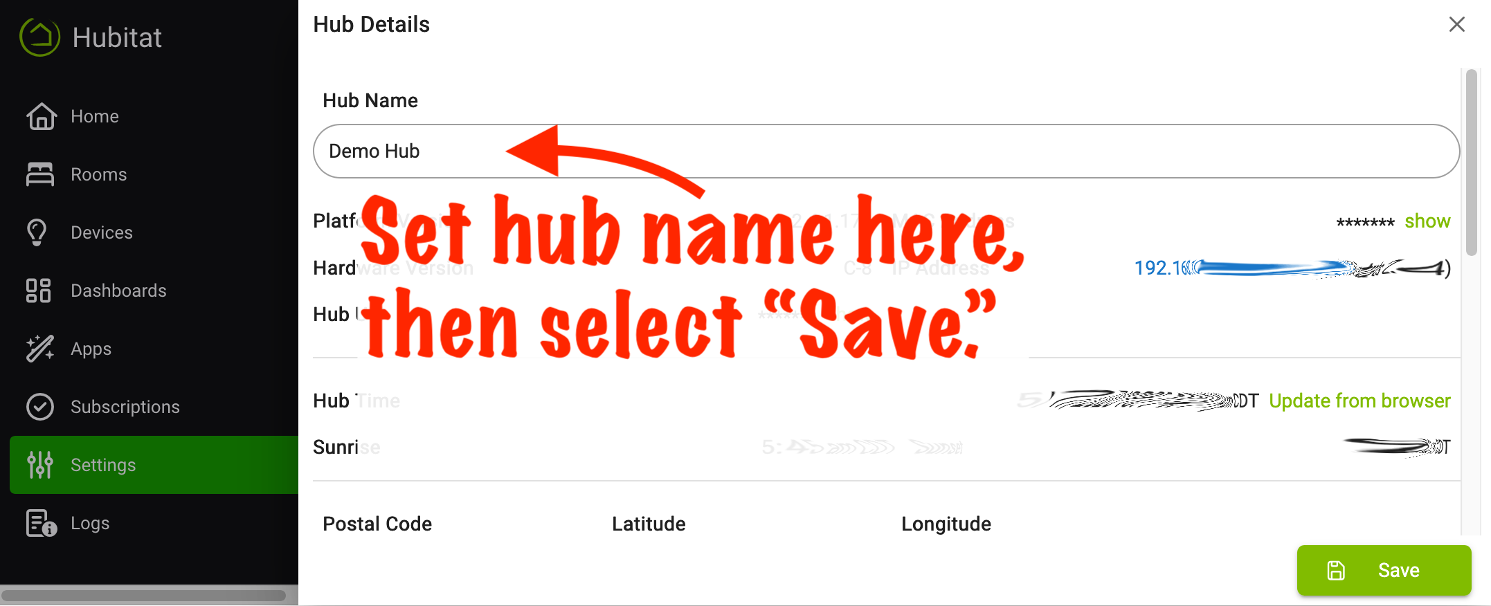 Screenshot: "Location" name under Settings > Localization