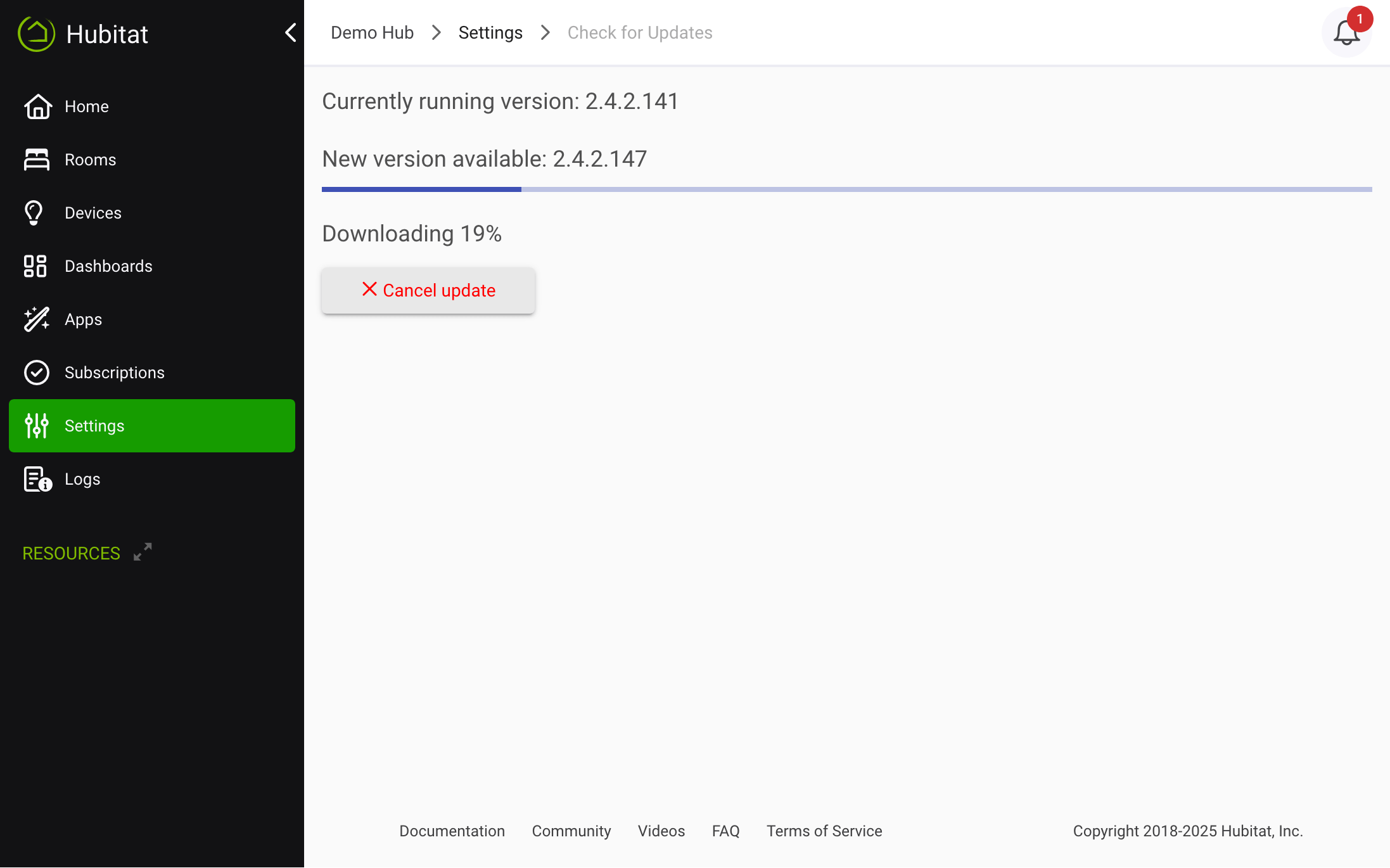 Screenshot: "Downlad in progress..."